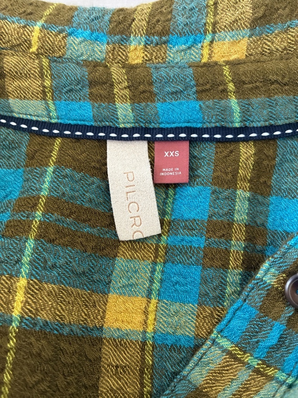 Pilcro Anthropologie Women's The Hadley Green Relaxed Plaid Button Down Shirt - Picture 6 of 10